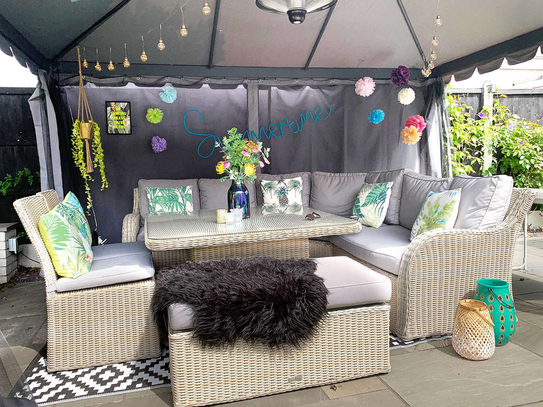 Colourful Garden Patio Gazebo Decor On A Budget