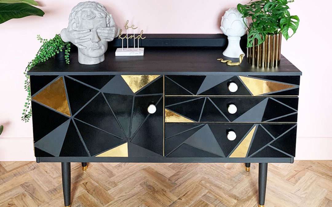 Mid Century Glam Upcycled Sideboard