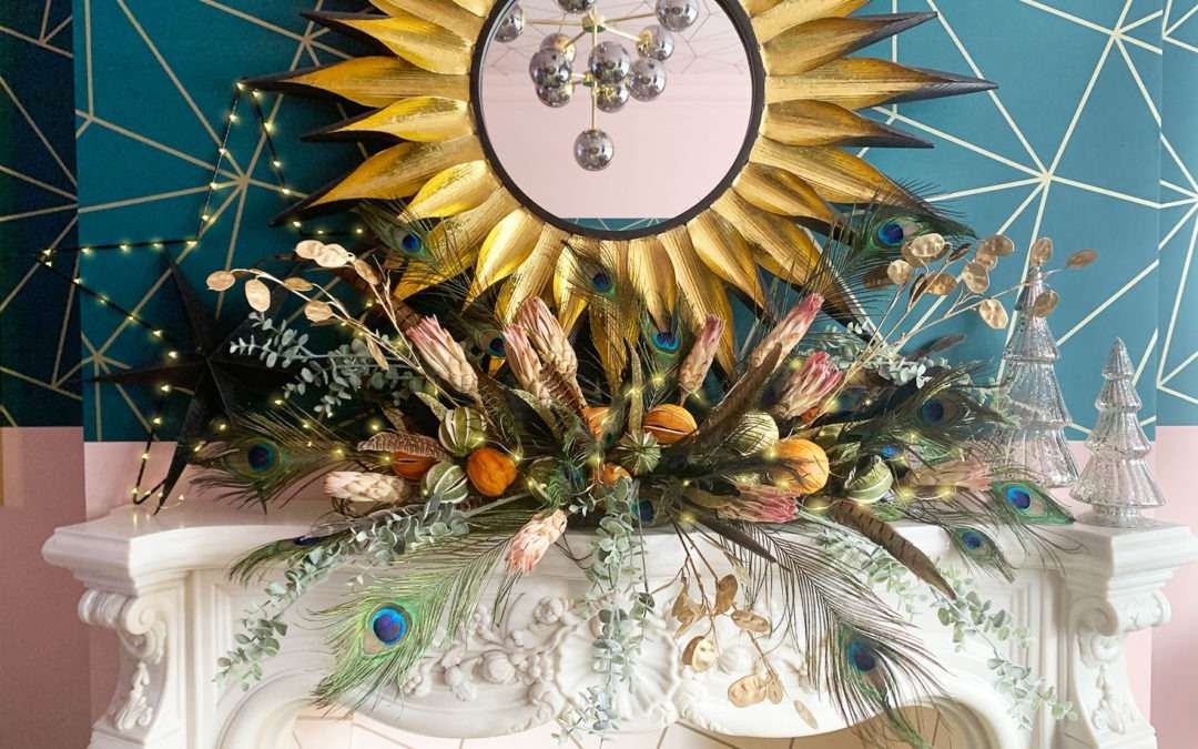 DIY Christmas Mantel Dried Flower Decoration
